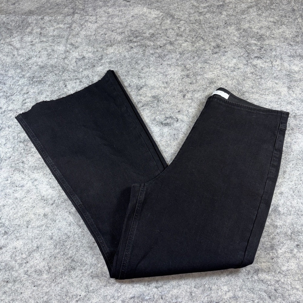 Y2K Tinseltown High Rise‎ Jeans Juniors 13 Black Pull On Flare Leg raw Hem